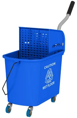 Immagine prodotto di Secchio con pressa da 20 litri e ruote | Colore: Blu | Dimensioni: 27x60x70,5 cm