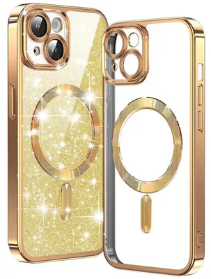 Image de Techsuit Luxury Glitter Back Cover Housse avec MagSafe pour Apple iPhone 15 Plus - Or
