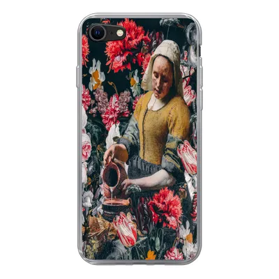 Produktbild von MuchoWow® Handyhülle Schutzhülle Hülle für iPhone SE 2022 Milchmädchen - Vermeer - Blumen Silikon Softcase Handy Hülle - Schutzhülle