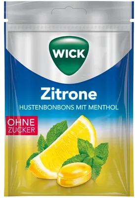 Image de WICK Citron pastilles pour la gorge sans sucre au menthol naturel 72g