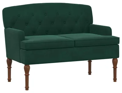 Image de vidaXL Canapé deux places avec capitonnage boutonné, vert foncé, 111 x 65 x 79 cm, en velours