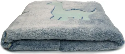 Zdjęcie produktu dla Miękki plusz Minky, świecący w ciemności, dinozaur z łapkami, wymiary 50 x 155 cm