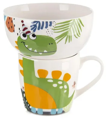 Image de Tasse pour bébé en porcelaine - Motif : dinosaure - 301–400 ml