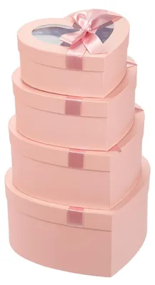Produktbild von Set mit 4 herzförmigen Geschenkboxen, Aufbewahrungsboxen mit Deckel, Geschenkkartons aus Pappe, Blumenboxen, Organizer-Boxen, Schmuckkästchen, Geschenkboxen