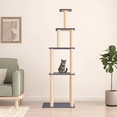 Image de Arbre à chat avec colonnes à griffer en sisal 183 cm Arbre à grimper Arbre de jeu pour chats