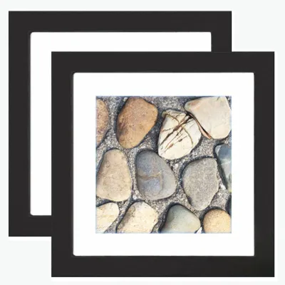 Imagen del producto de Juego de 2 marcos de madera para fotos, 12,7 x 12,7 cm, color