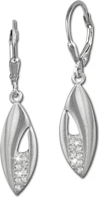 Produktbild von SilberDream Ohrhänger weiß Ohrringe Silber Blatt Zirkonia Damen D2SDO355M