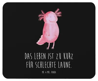Produktbild von Mr. & Mrs. Panda Mousepad Axolotl Glücklich - Schwarz - Geschenk, Lebensfroh, gut Gelaunt, Lurch, pc, Motivation, laptop, Mouse Pad, mauspad, Motivationsspruch