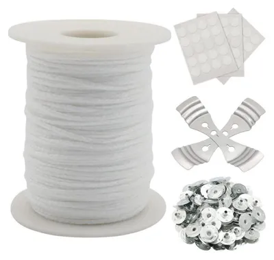 Image de Mèche de 61 m avec 100 supports et 60 autocollants pour la fabrication de bougies faites maison