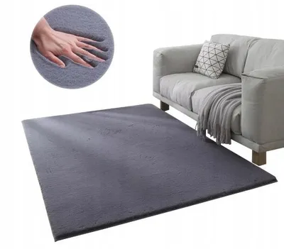 Produktbild von Plüschteppich dunkelgrau weich angenehm Kaninchenfell 160x220 cm