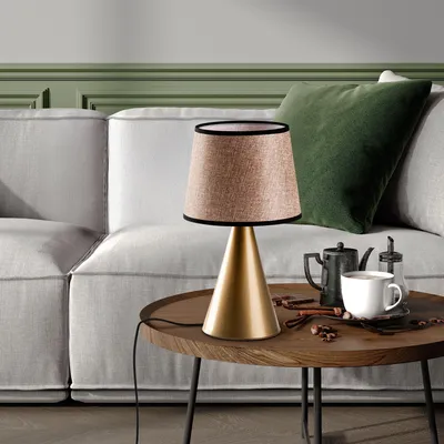 Produktbild von Opviq, Hochwertige Tischlampe, Gold & Beige, 28 x 28 x 52 cm, IP20, E27, 100% Metall