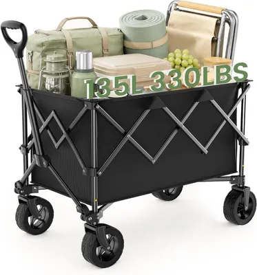 Imagen del producto de Carrito utilitario, con capacidad de 140 litros, estructura de metal, ideal para jardín y camping