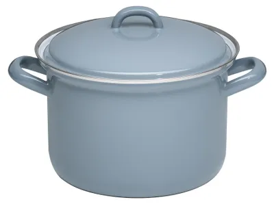 Emaille-Braadpan 16 cm, 1,5 l, mit Deckel, hellgrau