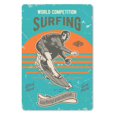 Produktbild von MuchoWow® Mauspad Mousepad Vintage - Surfen - Surfbrett 40x60 cm - Mousepads - Maus Mat - Pad - Mausunterlage - Schreibtisch Accesoire