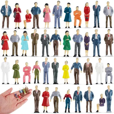 Mini-Menschenfiguren 1:50, 80 Stück, handbemalt, ABS-Kunststoff