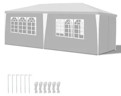 Produktbild von Peviasot Pavillon 3 x 6 m Weiß Partyzelt Gartenpavillon mit Seitenteilen Stecksystem