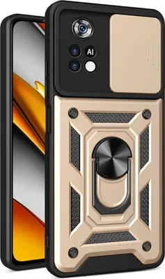 Produktbild von Xiaomi Poco X4 Pro 5G Hülle mit Ring Ständer Halter Dia Kameraschutz TPU Bumper Silikon Schutzhülle für Xiaomi Poco X4 Pro 5G Gold