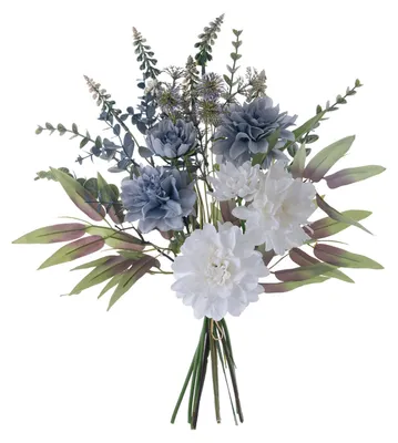 Produktbild von Künstlicher Dahlienstrauß, Seidenblumenarrangements mit Eukalyptusblättern für Tischdekorationen, DIY-Brautstrauß