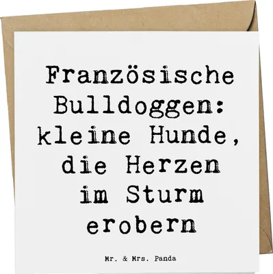 Produktbild von Mr. & Mrs. Panda Grußkarte Spruch Französische Bulldogge - Weiß - Geschenk, Magie, Glückwunschkarte, doppelkarte, Hunderassen Pflege, Lebensstil, Beschreibung, faltkarte