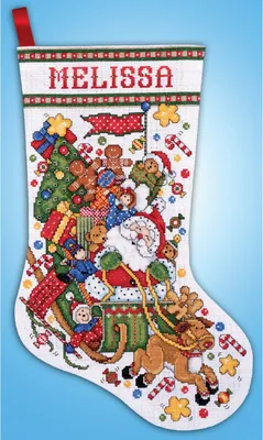 Immagine prodotto di Kit punto croce contato Design Works "Calza di Babbo Natale", 43x30cm