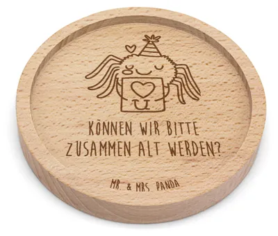 Produktbild von Mr. & Mrs. Panda Holzuntersetzer Spinne Agathe Brief - Transparent - Geschenk, Liebespaar, kaffee untersetzer, Bierdeckel, Tassenuntersetzer, Glasuntersetzer Holz