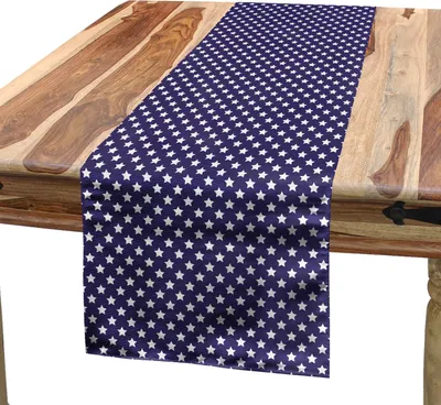 Produktbild von ABAKUHAUS Marine Tischläufer, Bündel Stern stellt USA-amerikanische Flaggen-Symbol-stolzes nationales Grafikdesign her, 40 x 180 cm, Weiß Lila