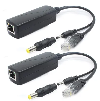 Image de Lot de 2 séparateurs PoE Gigabit 5V, convertisseur 48V vers 5V, 2,4A, pour caméra IP et autres appareils