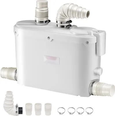 Image de Station de relevage des eaux usées - Pompe à eaux usées - 500 W - Débit de 110 l/min - Hauteur de refoulement de 8 m - 4 arrivées - Pour la cuisine, la cave, la douche, le lavabo, la buanderie, la baignoire