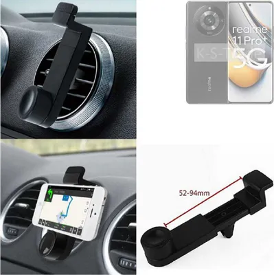 Produktbild von K-S-Trade Lüftungshalterung kompatibel mit Realme 11 Pro+ KFZ-Halterung Autohalterung Handy-halterung Lüftungsgitter Lüftungsschlitze Schwarz