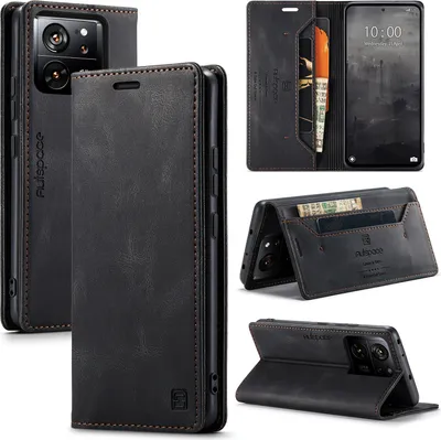 Produktbild von Xiaomi 13T Hülle, Retro Kunstledertasche Stand Schutzhülle für Xiaomi 13T / 13T Pro / Redmi K60 Ultra Schwarz