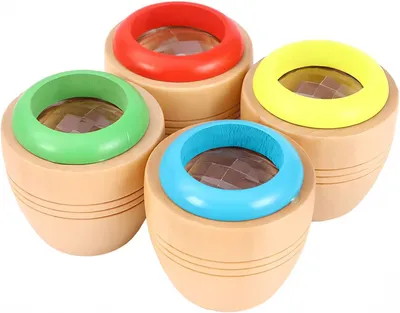 Produktbild von Holz-Kaleidoskop für Kinder – Set mit 4 Stück – Mini-Kaleidoskop – Spielzeug – Puzzle