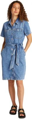 Produktbild von Tommy Hilfiger Damen Jeanskleid Knee Belted Ali Kurzarm, Blau (Ali), 34