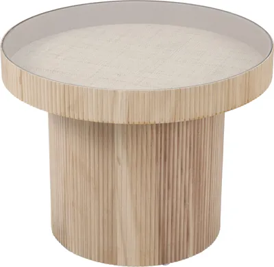 Image de SVITA MIGUEL Table d'appoint avec verre Coffeetable Petite table basse ronde Naturelle
