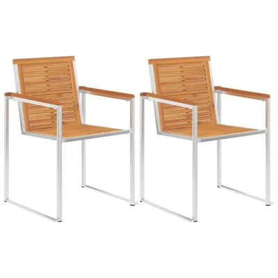 Image de vidaXL Chaises de jardin avec coussins 2 pcs. Bois massif acacia et acier