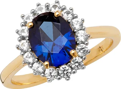 Produktbild von Atemberaubender 9 Karat (375) Gold Damen - Solitärring mit Saphir (synth.), 54 (17.2); TRS20612RSN