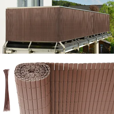 Produktbild von PVC Sichtschutzmatte UV-Schutz Sichtschutzzaun Balkon Terrasse Windschutz Sichtschutz Outdoor Balkonverkleidung Wetterfest für Balkon Garten Markise Zaun Terrasse Braun 80x300cm