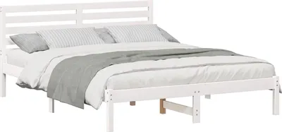 Obrázek produktu pro vidaXL Rám postele s čelem bílý 140 x 200 cm z masivního borovicového dřeva