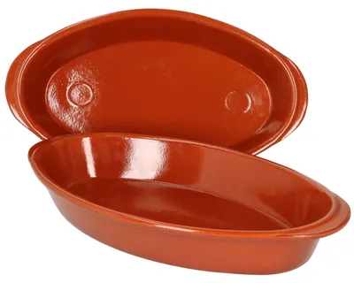 Produktbild von 2er Set Ovale Auflaufform Boris Ton 32x18cm Größe M Mittelalter Wikinger