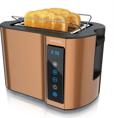 Produktbild von Arendo Toaster Wärmeisoliertes Doppelwandgehäuse, Display mit Restzeitanzeige, 2 kurze Schlitze, für 2 Scheiben, 800 W, Touchpanel, Brötchenaufsatz, 7 Bräunungsgrade