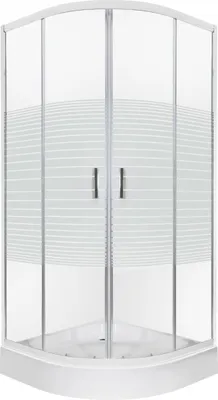 Produktbild von Kerra Madera Str80x80 Duschkabine mit Duschwanne (16cm), Chromprofile, 5mm ESG Sicherheitsglas, transparent mit weißen horizontalen Streifen