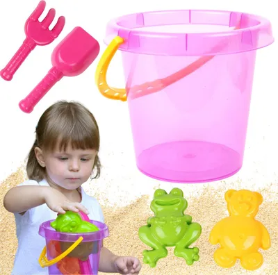Zdjęcie produktu dla Zestaw Do Zabawy W Piasku Na Plaże Wiaderko Foremki Grabki Łopatka 7211