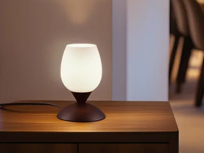 Produktbild von LED Tischleuchte Rost Optik Glas Lampenschirm Weiß dimmbar per Touch Ø12cm H18cm