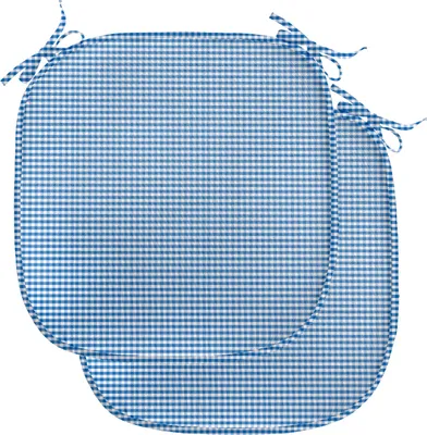 Produktbild von ABAKUHAUS Kariert Polster für Esszimmerstühle, Gingham Monochrome, Dekoratives wasserfestes Kissen mit Riemen für Küchensitze, 40 cm x 40 cm-2er Pack, Blau Weiss