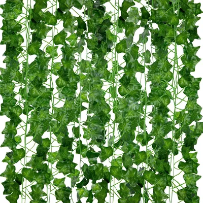 Imagen del producto de Hiedras artificiales, 12 unidades, 210 cm de largo, de plástico, para uso en interiores y exteriores