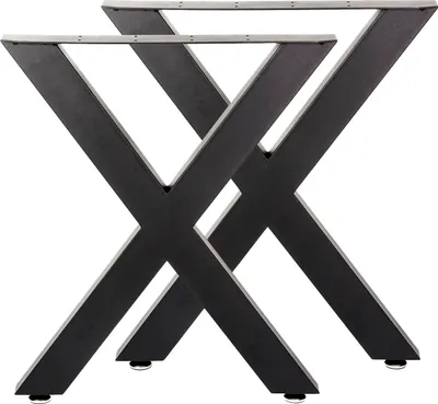 Produktbild von Wiltec Tischbeine 2er Set aus Stahl im X-Profil 72x60cm in Schwarz Tischkufen Tischgestell Tischuntergestell in X Form