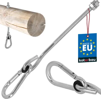 Produktbild von KOTARBAU® Schaukelhaken mit Karabinerhaken  M10 230 mm verzinkter Stahl Schaukelhaken für Holzbalken Karabinerhaken Schraubhaken Schwerlasthaken