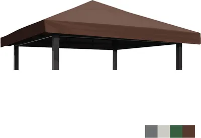 Image de （Brun foncé）Toit de remplacement pour pavillon Toit de pavillon étanche anti-UV Toit de pavillon PA-couché Toit de pavillon Housse de remplacement pour Yard Patio Garden Canopy Sunshade
