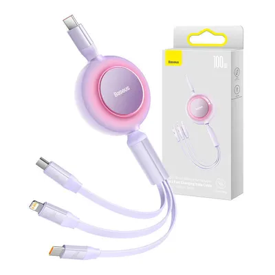 Produktbild von BASEUS 3-in-1 Kabel Typ C zu Micro USB / Lightning / Typ C PD QC4.0 3.5A 100W CAMJ010205 1.1 m lila