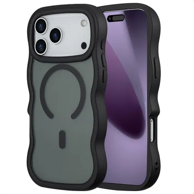 Productafbeelding van Selencia Wavy Backcover met MagSafe voor de Apple iPhone 17 Pro Max - Zwart