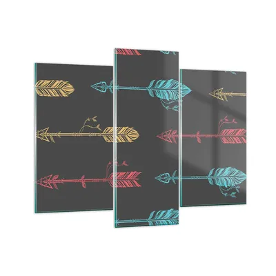 Produktbild von Bilder auf glas - Pfeil Feder - 130x100cm - Glasbilder - Wandbilder - Bilder - Kunstdruck - zum Aufhängen bereit - Wanddekoration aus Glas - Glas Bilder - Wandbild auf Glas - 3 Teile - GCB130x100-3874